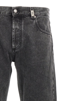 Black Cotton Straight-Leg Jeans
