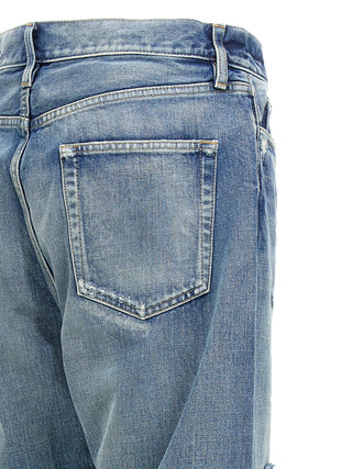 Blue Cotton Straight-Leg Jeans