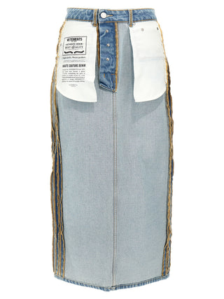 Blue Cotton Mini Skirt