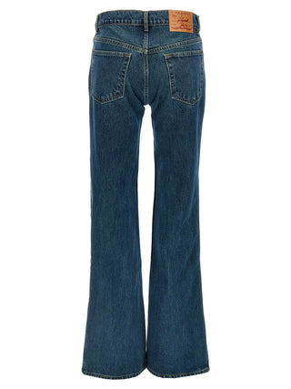 Blue Cotton Flared Jeans