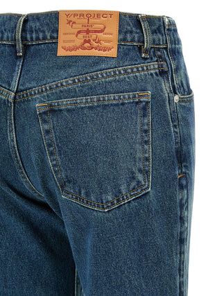Blue Cotton Flared Jeans