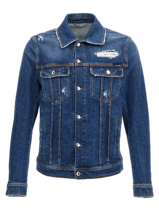 Chaqueta azul de mezclilla de algodón