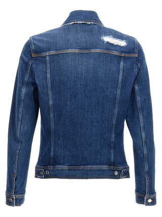 Chaqueta azul de mezclilla de algodón