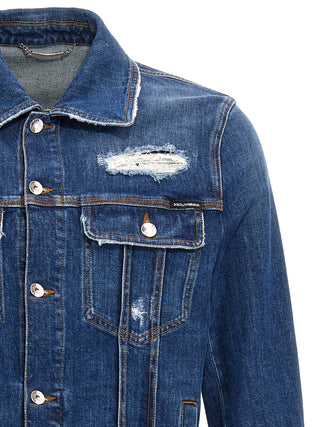 Chaqueta azul de mezclilla de algodón