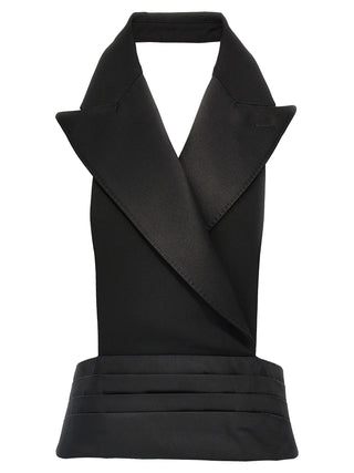 Chaqueta sin mangas de seda negra