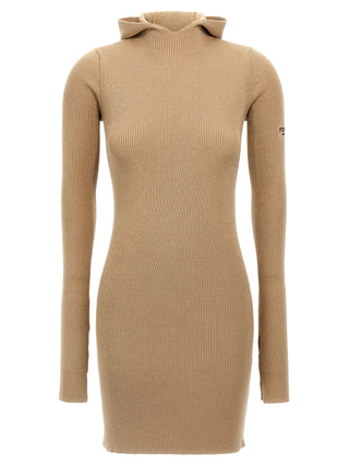 Beige Wool Short Dress