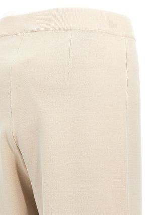 Beige Viscose Casual Pants