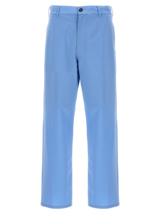 Blue Polyester Casual Pants