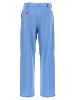 Blue Polyester Casual Pants