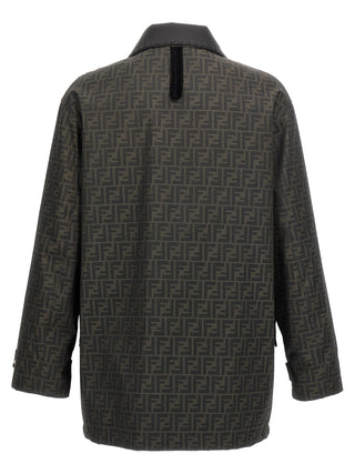 Brown Polyester Full-Length Jacket