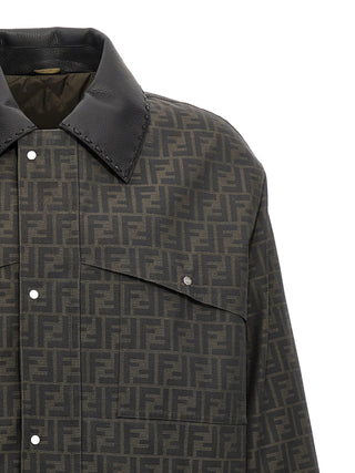 Brown Polyester Full-Length Jacket