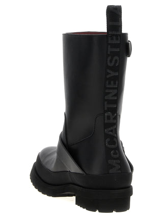 Black Polyester Ankle Boots