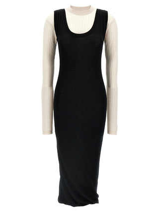 Bicolor Wool Midi Dress