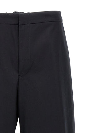 Blue Cotton Casual Pants