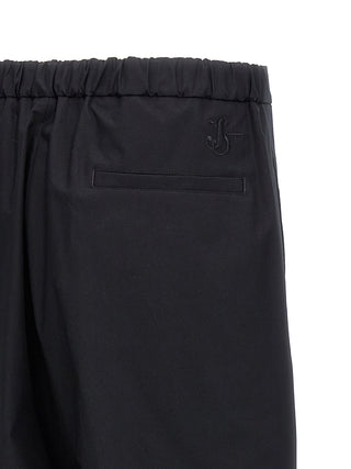 Blue Cotton Casual Pants