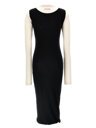 Bicolor Wool Midi Dress