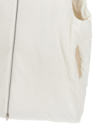 White Polyester Sleeveless Jacket