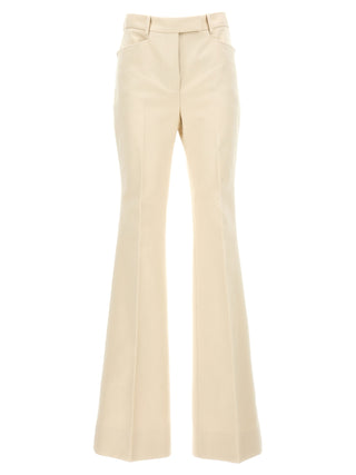 Pantalones acampanados blancos de algodón