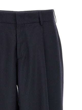 Blue Polyester Dress Pants