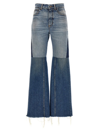 Blue Cotton Flared Jeans