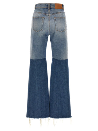 Blue Cotton Flared Jeans