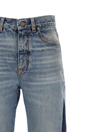 Blue Cotton Flared Jeans