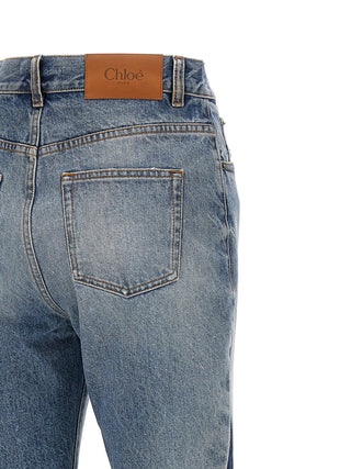 Blue Cotton Flared Jeans
