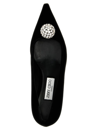 Black Textile Mid Heel Pumps