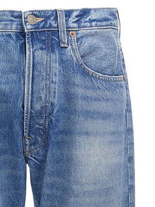 Jeans de pierna recta de algodón azul
