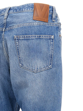 Jeans de pierna recta de algodón azul