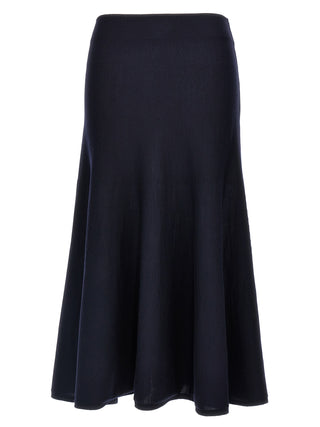 Blue Wool Midi Skirt