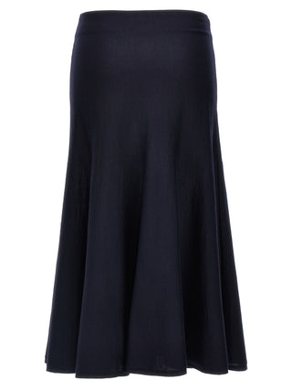 Blue Wool Midi Skirt