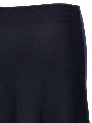 Blue Wool Midi Skirt