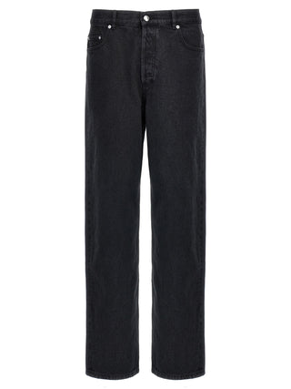 Black Cotton Straight-Leg Jeans