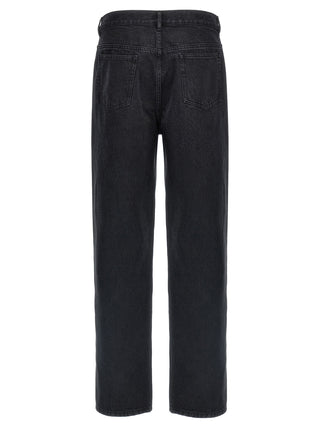 Black Cotton Straight-Leg Jeans