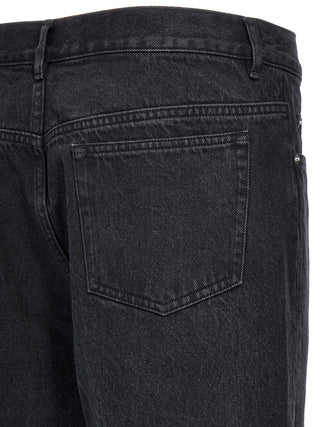 Black Cotton Straight-Leg Jeans