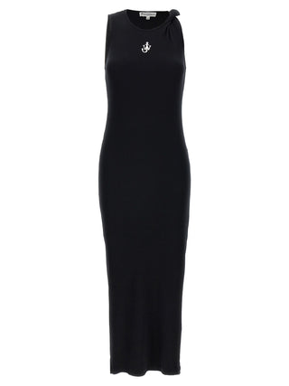 Vestido midi negro de algodón