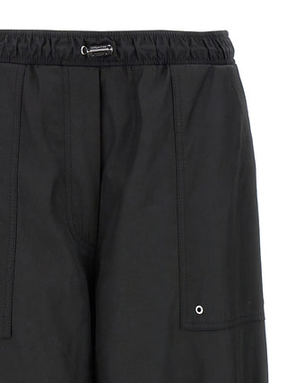 Black Polyester Casual Pants
