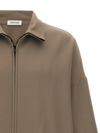 Chaqueta larga de lana virgen beige