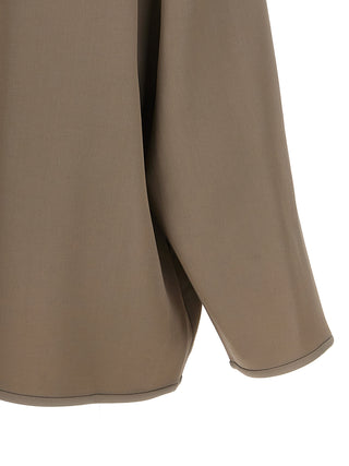 Chaqueta larga de lana virgen beige