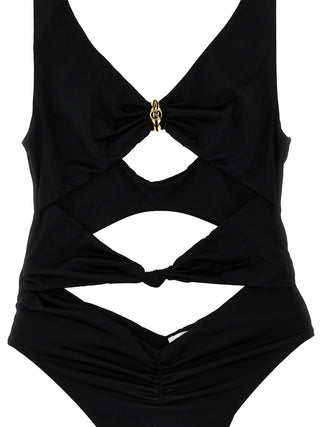 Traje de baño de una pieza de poliamida negro