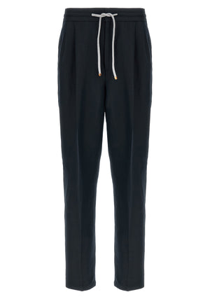Blue Linen Casual Pants