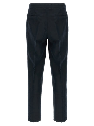 Blue Linen Casual Pants