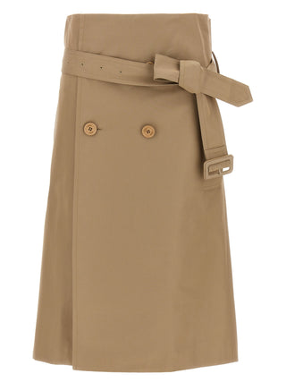 Beige Cotton Midi Skirt