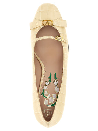 Zapatos de tacón medio de piel de becerro blanca