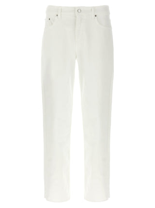 White Cotton Straight-Leg Jeans