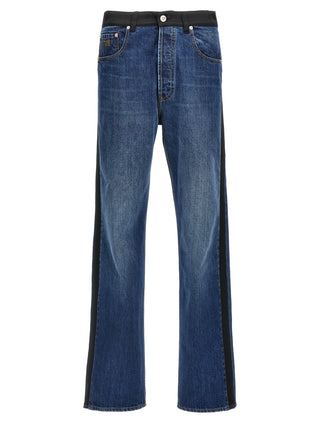 Blue Cotton Straight-Leg Jeans