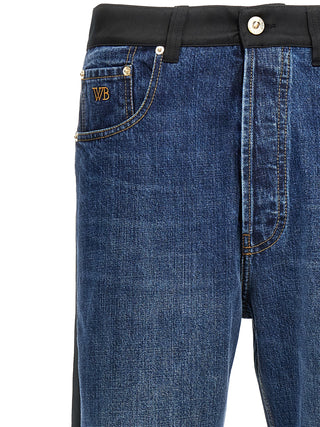 Blue Cotton Straight-Leg Jeans