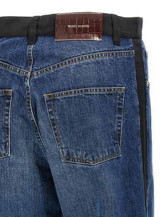 Blue Cotton Straight-Leg Jeans