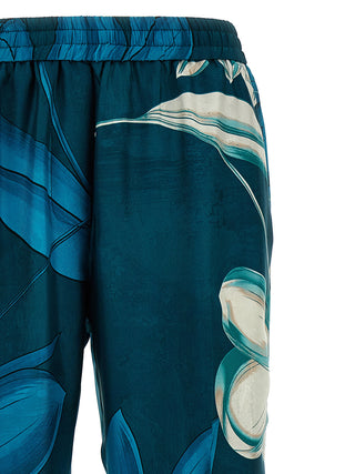 Multicolor Silk Casual Pants